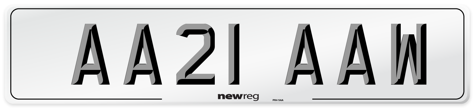 AA21 AAW Number Plate from New Reg